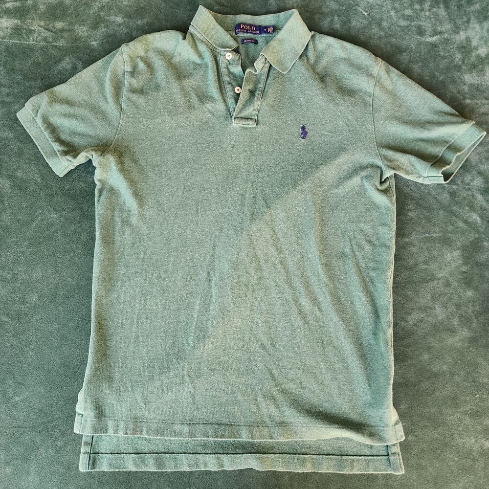 Polo Ralph Lauren Classic Fit Heather Green Textured Short Sleeve Polo Shirt M